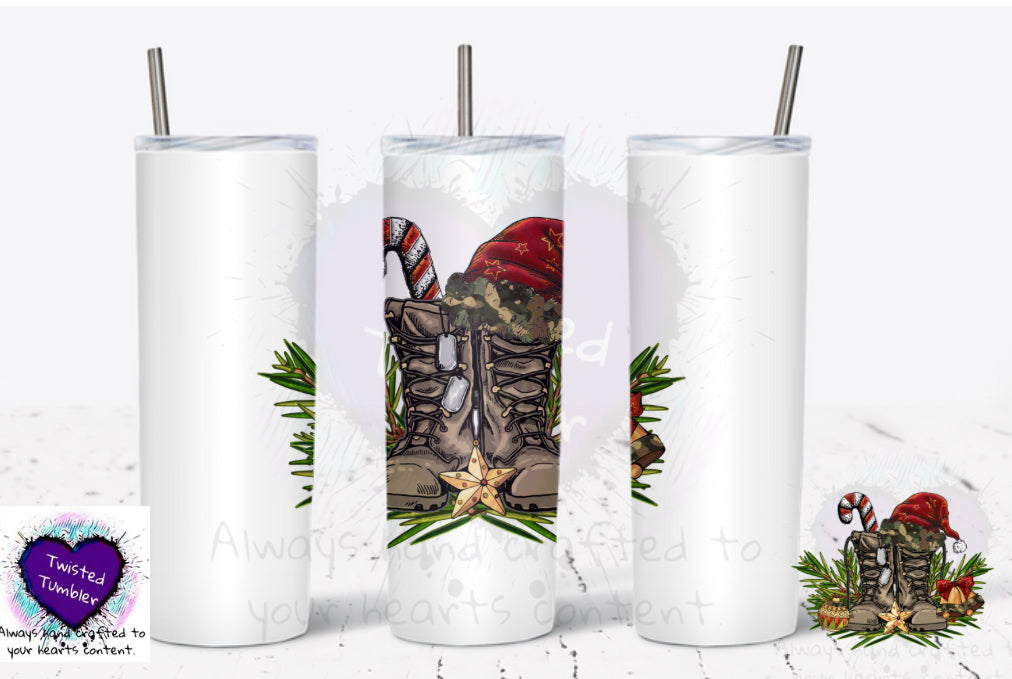 Christmas boots military 20oz tumbler