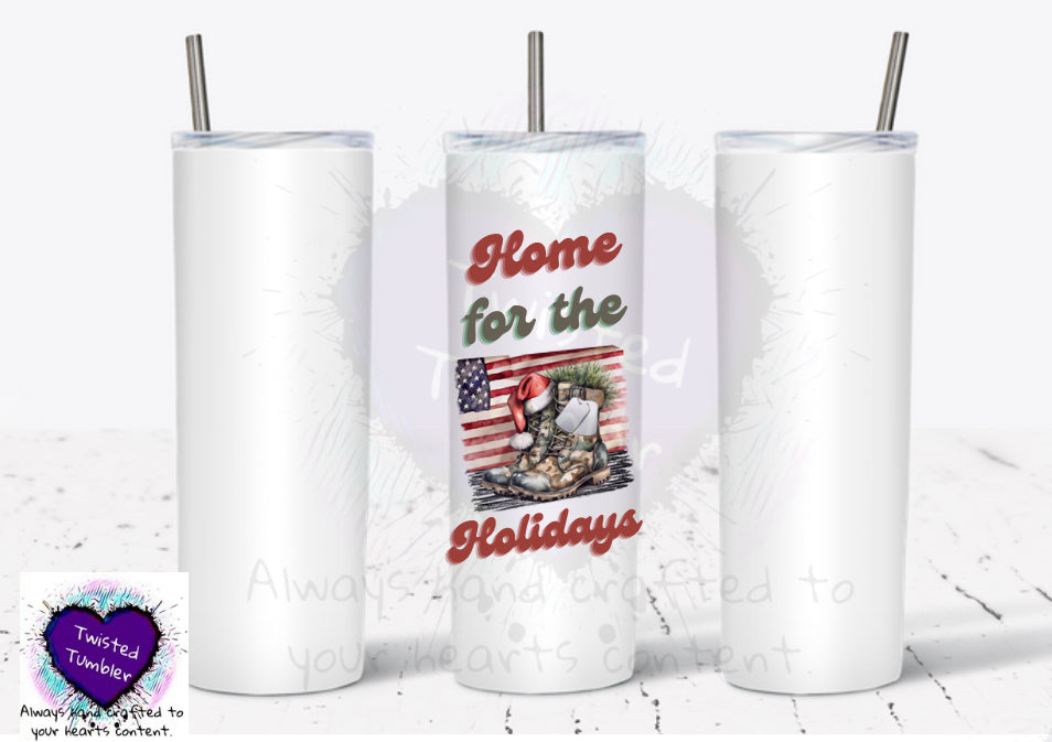 Home for the holidays V1 military 20oz tumbler