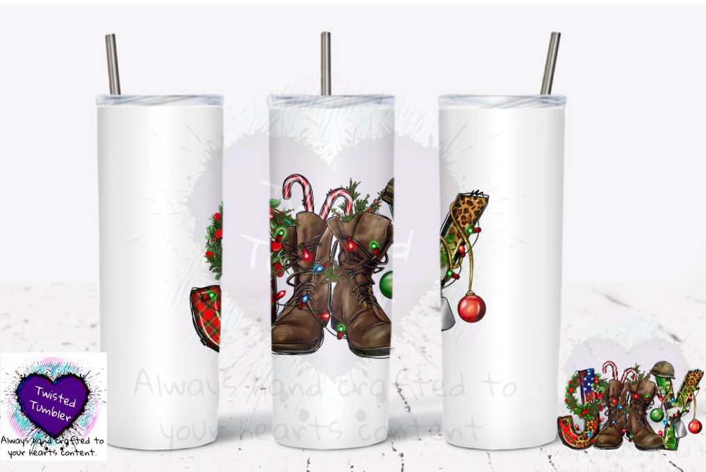 Jolly Christmas boots military 20oz tumbler