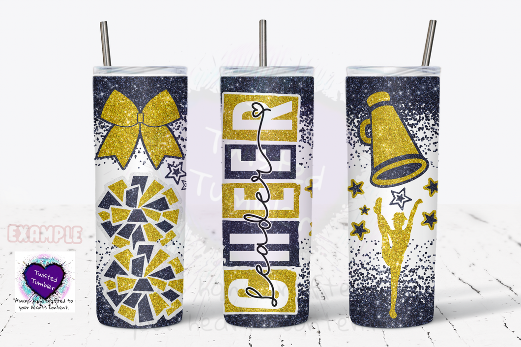 Cheerleader tumbler- cheerleader bows pompom megaphone 