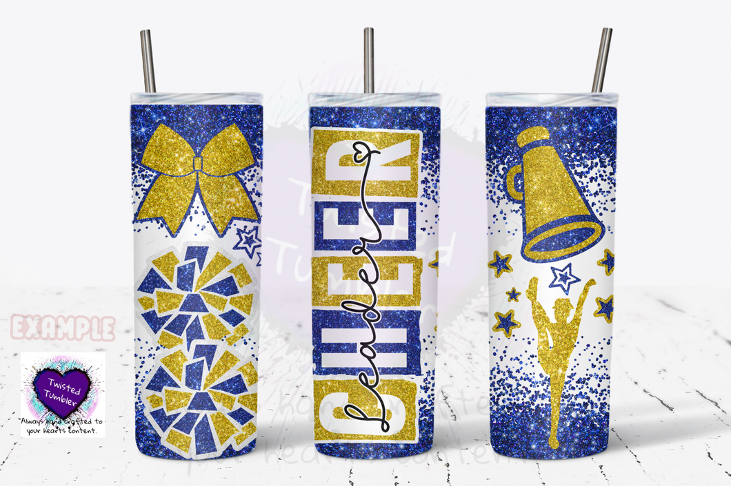 Cheerleader tumbler- cheerleader bows pompom megaphone 