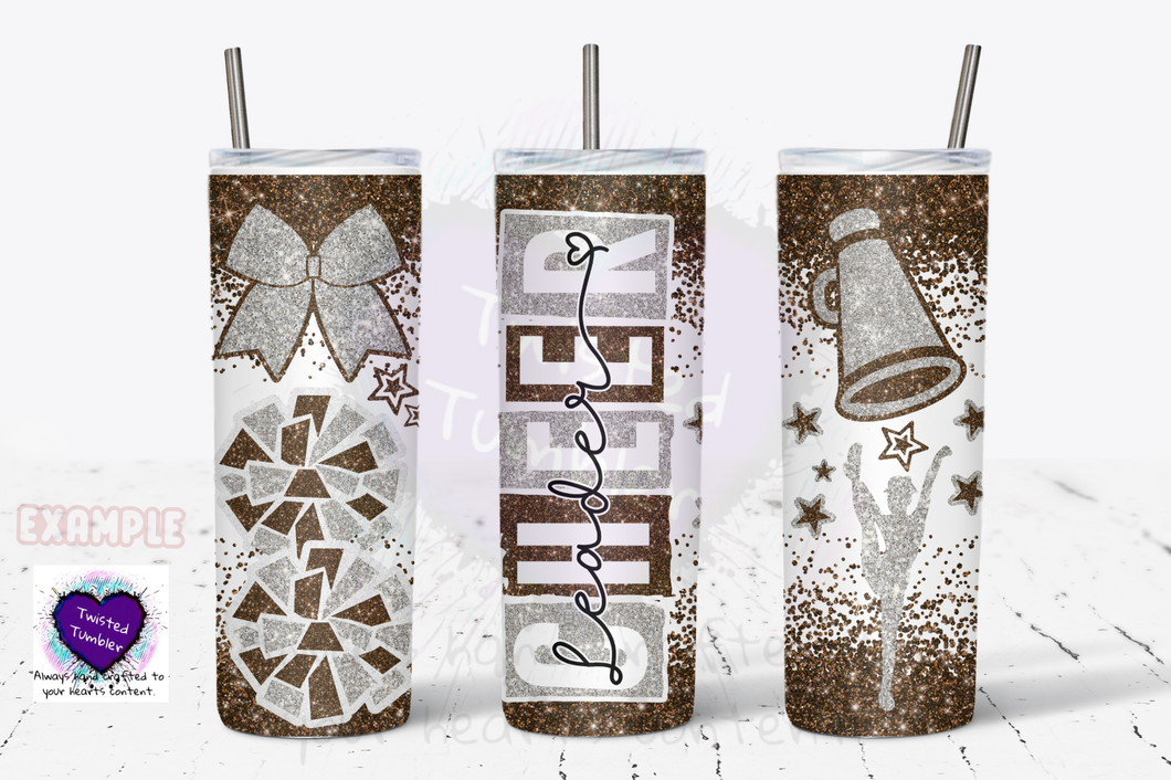 Cheerleader tumbler- cheerleader bows pompom megaphone 