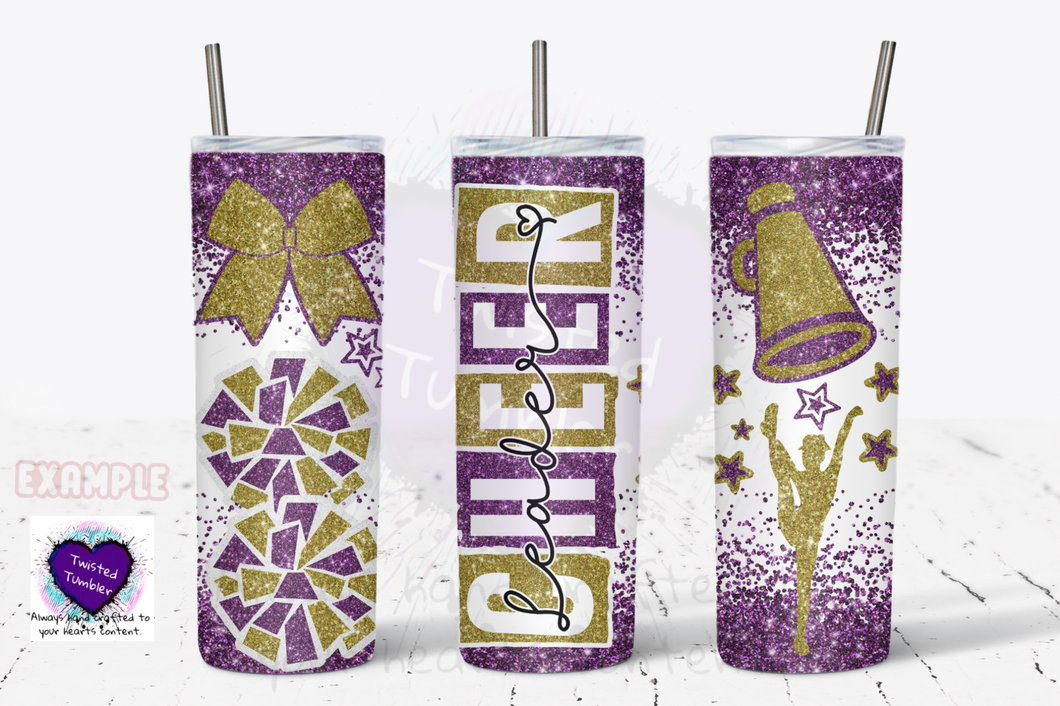 Cheerleader tumbler- cheerleader bows pompom megaphone 