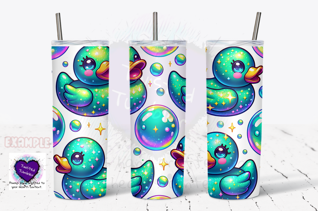Cheer tumbler- bubble duck print