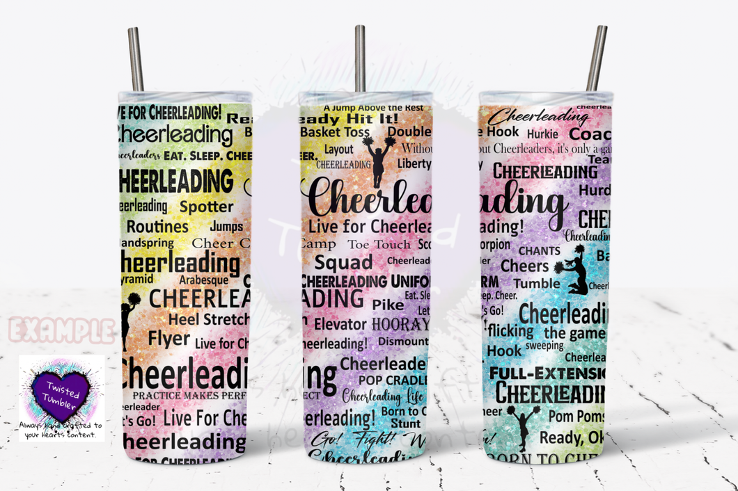 Cheer tumbler- cheerlading multicolor stripe print