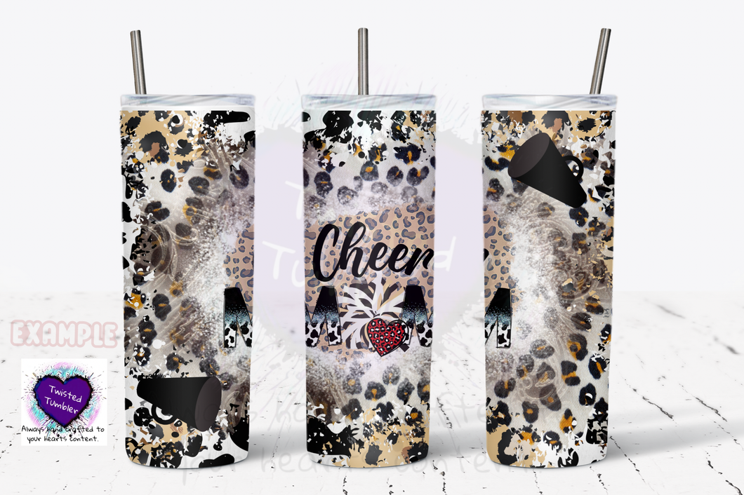 Cheer mom tumbler- leopard print