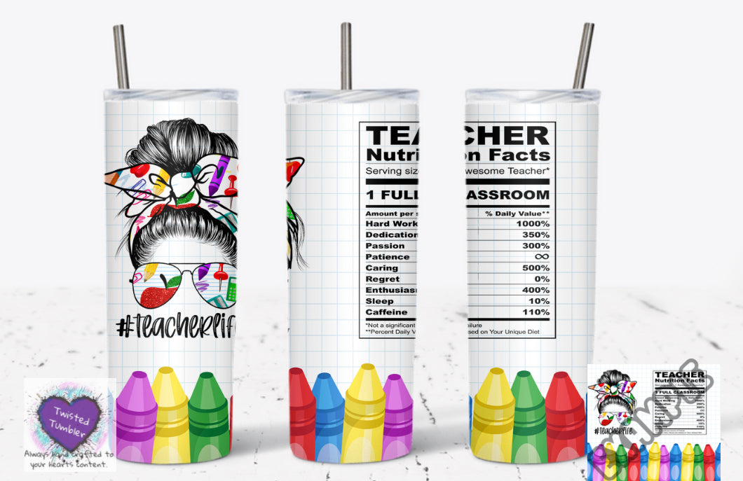 Teacher + Facts 20oz double wall tumbler