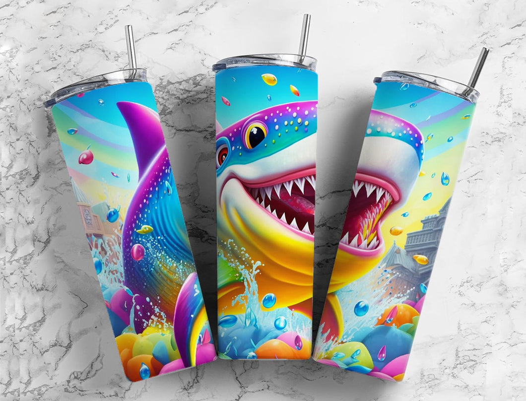 Colorful Shark v1 tumbler