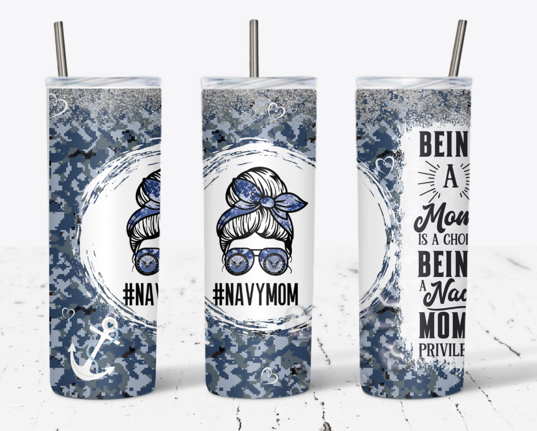 Navy Mom  20 oz double walled tumbler 1.1