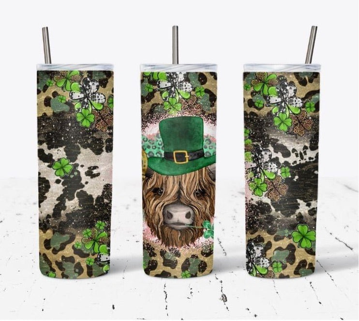 Highland Cow St. Patrick's Day Double Walled Tumbler