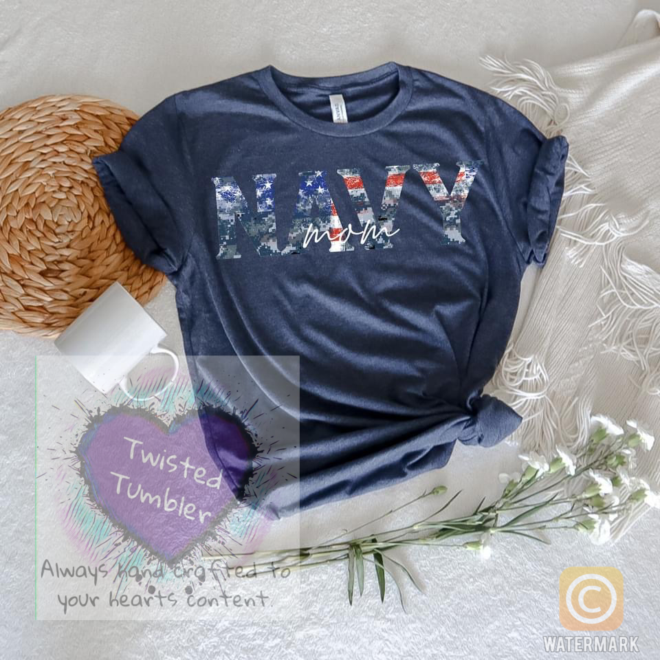 Navy Mom- you choose color of tee