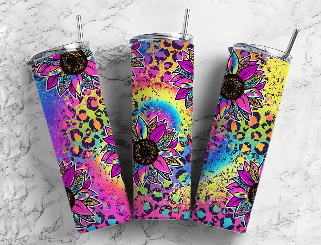 Colorful sunflower 20 oz double walled tumbler